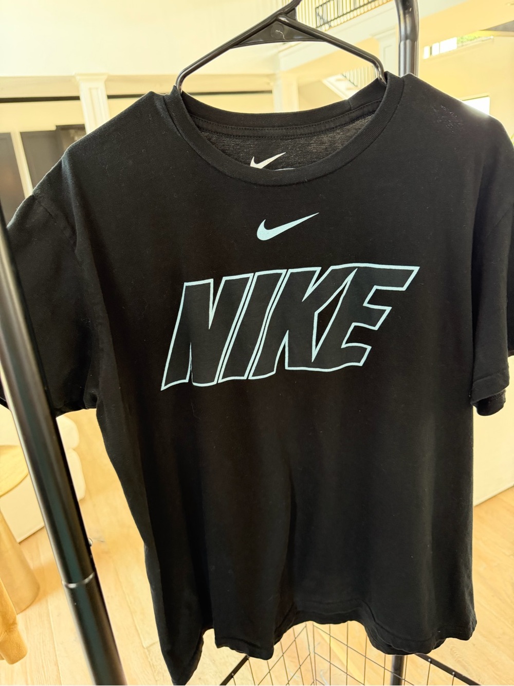 Nike Black Short Sleeve Tee with Light Blue Outline Logo